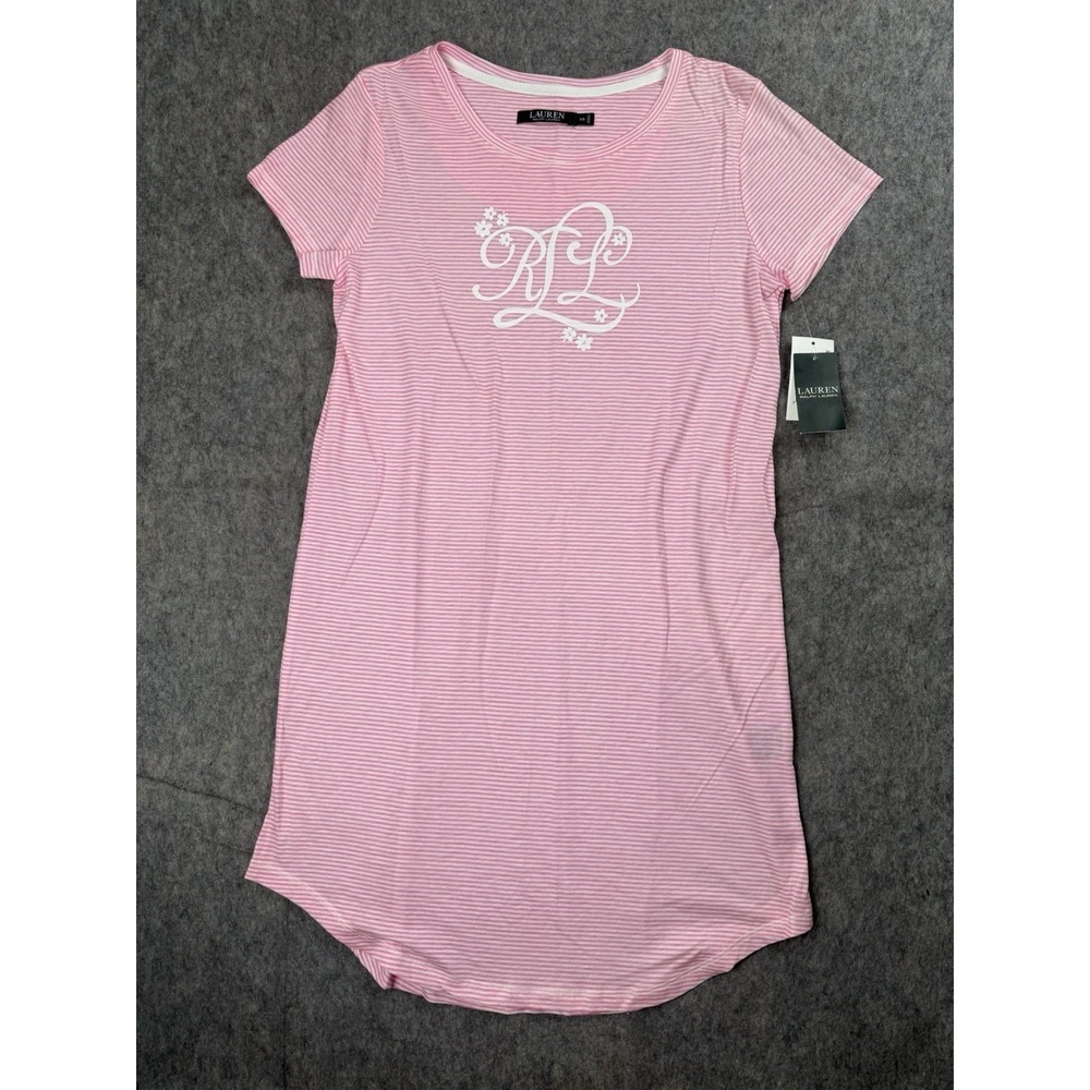 NEW Lauren Ralph‎ Lauren Pink Striped Sleep Shirt Nightgown Womens XS